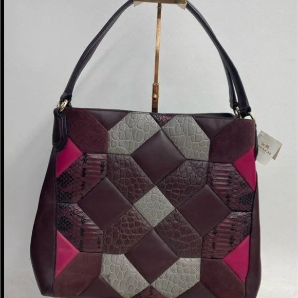 Coach Patchwork Shoulder Bag - Pink, Gray, and Brown - Picture 2 of 7